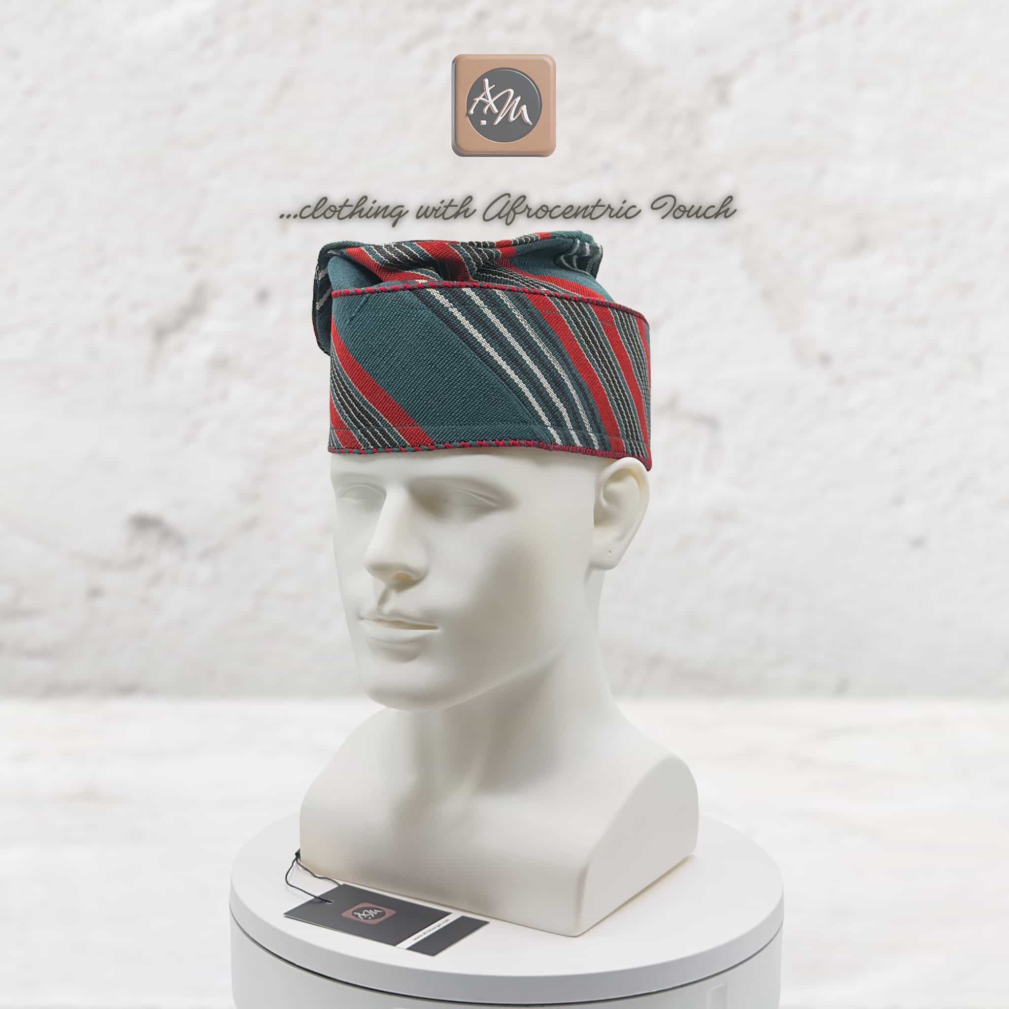 Handwoven Aso Oke Fila, Striped Yoruba Hat, Traditional Nigerian Cap, African Menswear