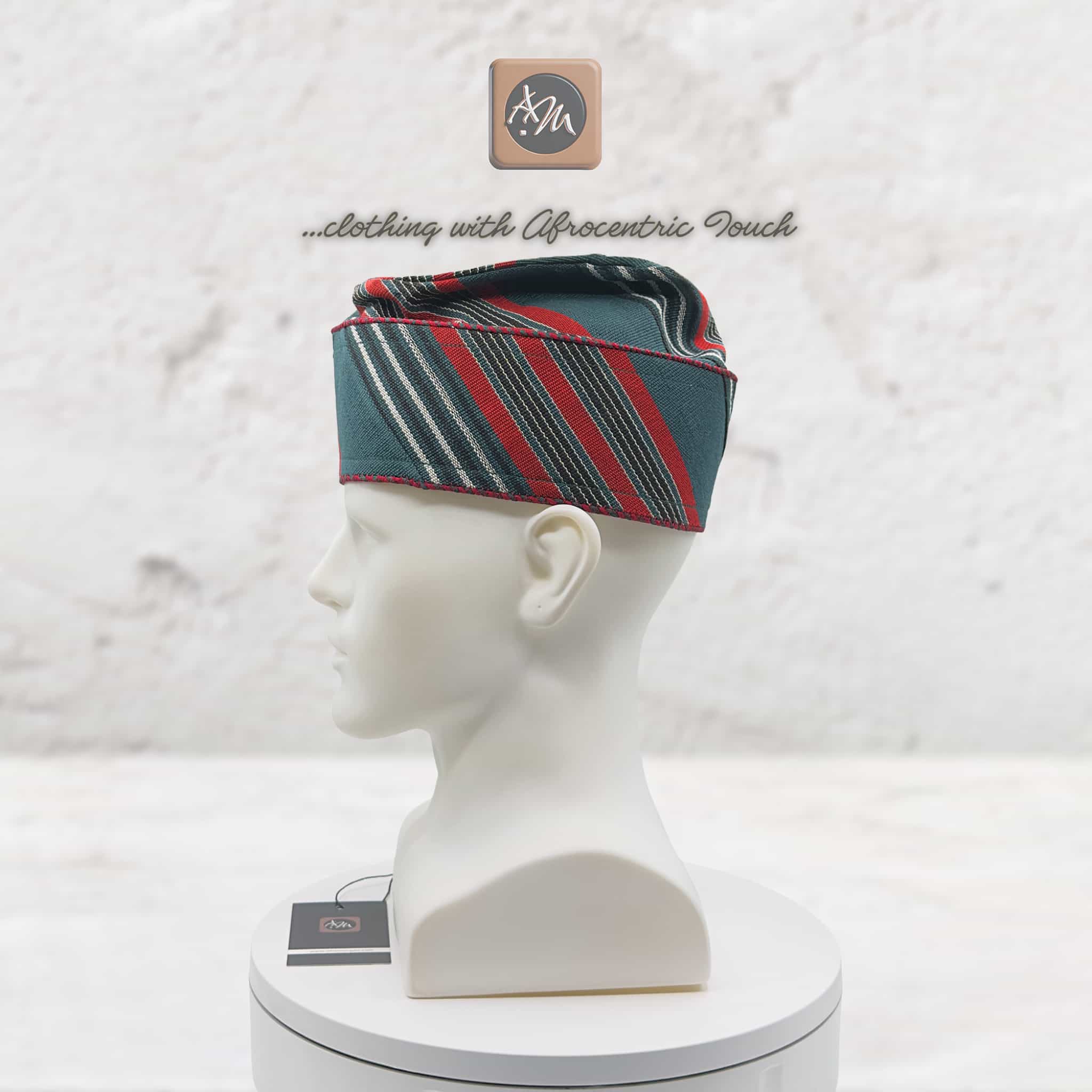 Handwoven Aso Oke Fila, Striped Yoruba Hat, Traditional Nigerian Cap, African Menswear