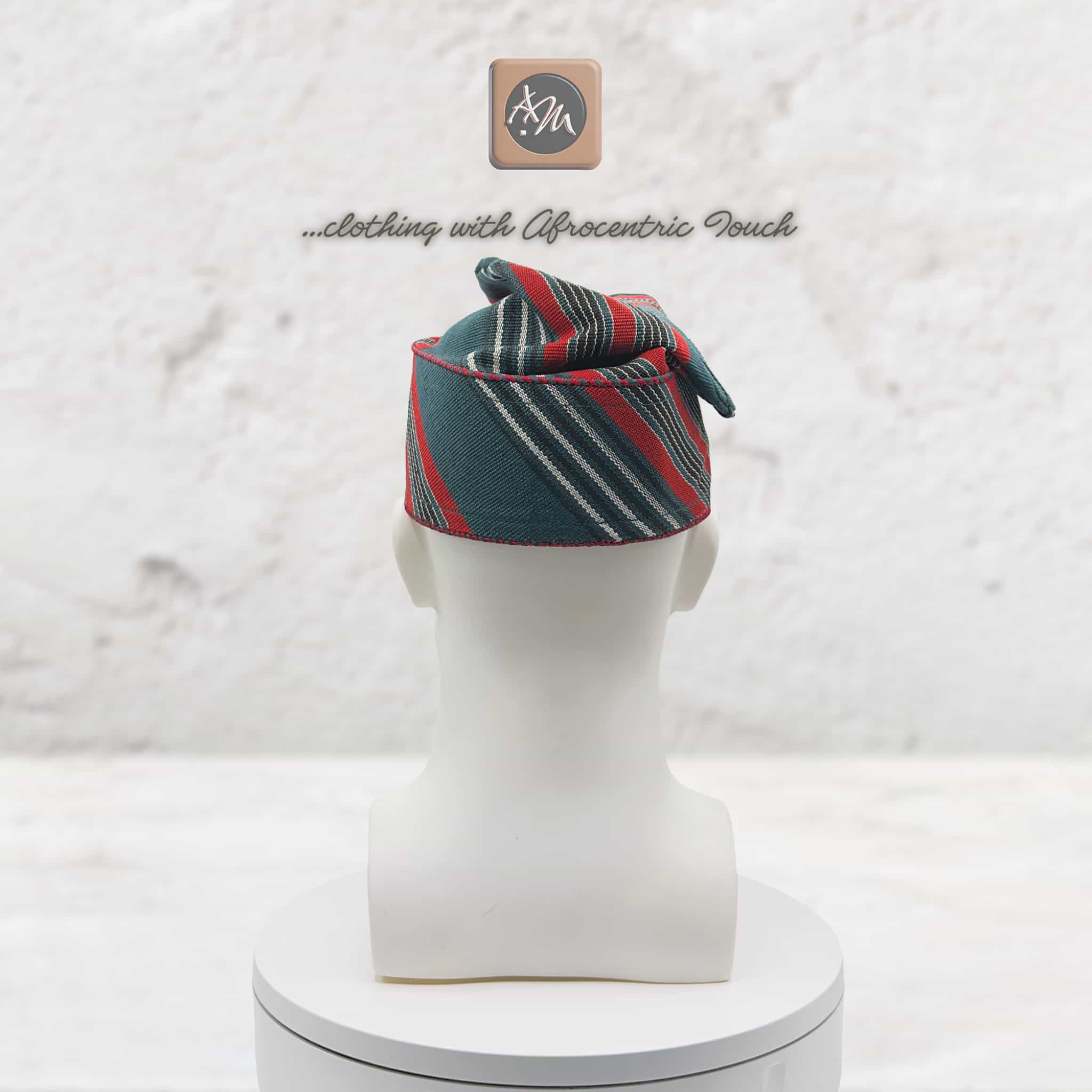 Handwoven Aso Oke Fila, Striped Yoruba Hat, Traditional Nigerian Cap, African Menswear