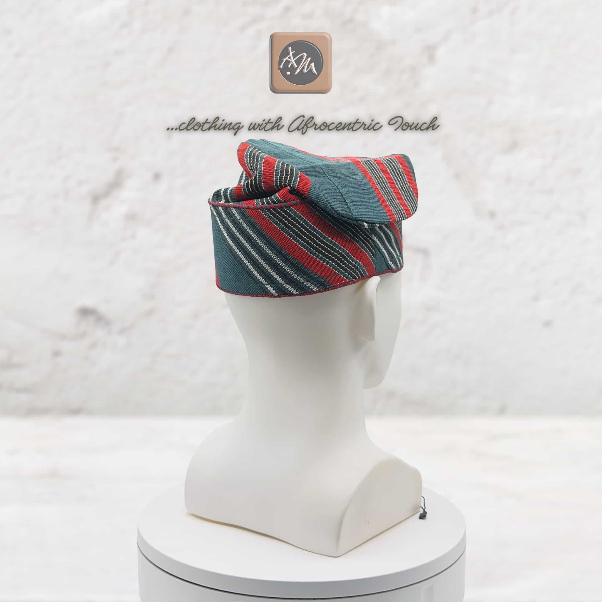 Handwoven Aso Oke Fila, Striped Yoruba Hat, Traditional Nigerian Cap, African Menswear