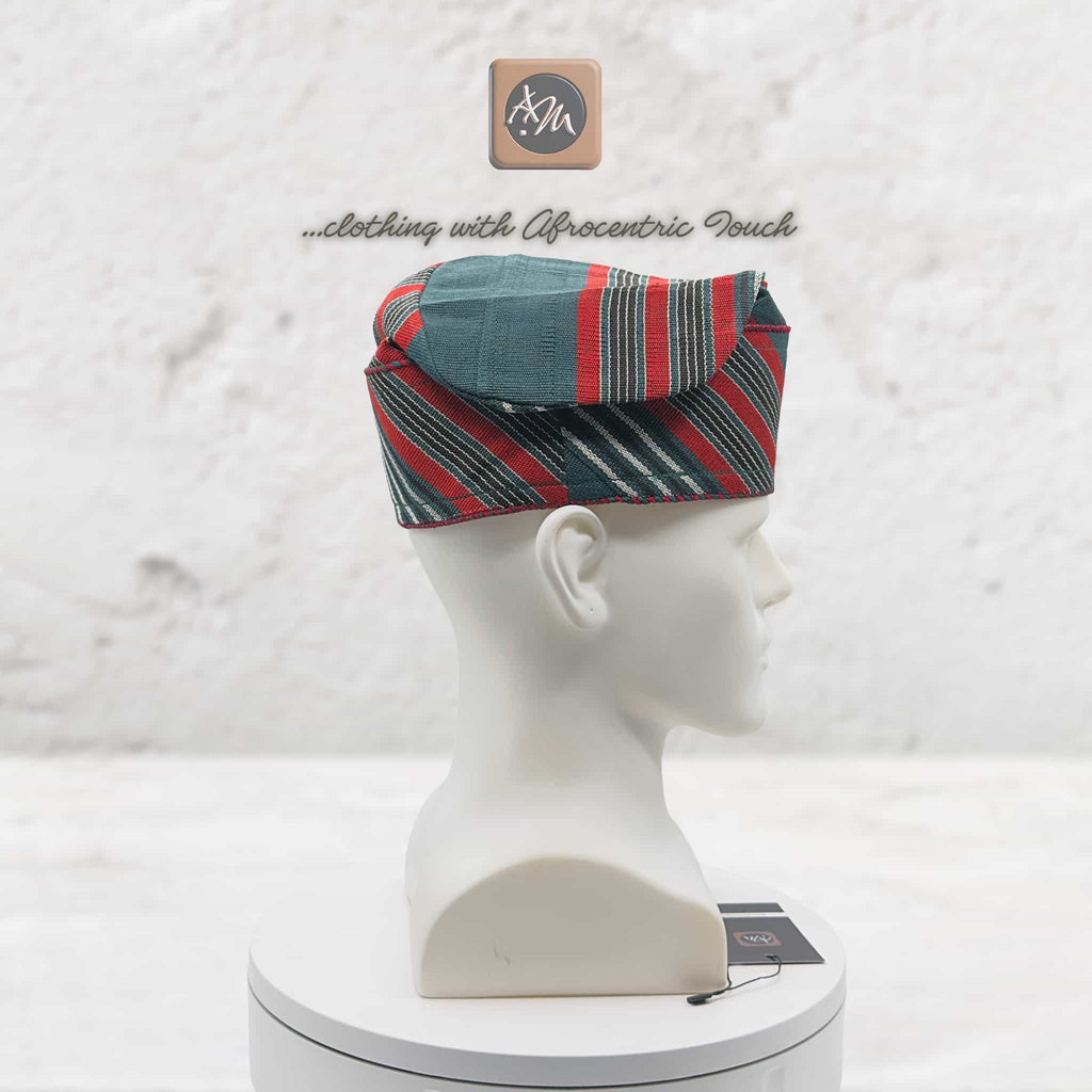 Handwoven Aso Oke Fila, Striped Yoruba Hat, Traditional Nigerian Cap, African Menswear