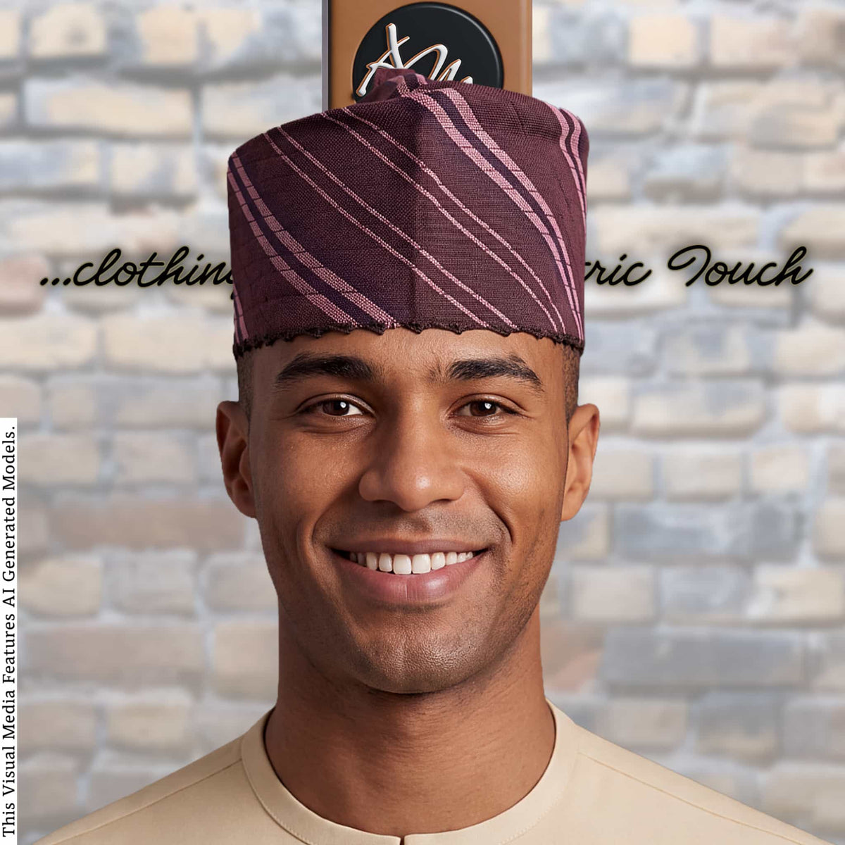 Handcrafted Maroon Tajia Cap, Aso Oke Mallam African Traditional Hat