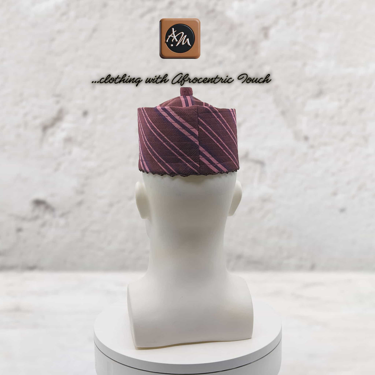 Handcrafted Maroon Tajia Cap, Aso Oke Mallam African Traditional Hat