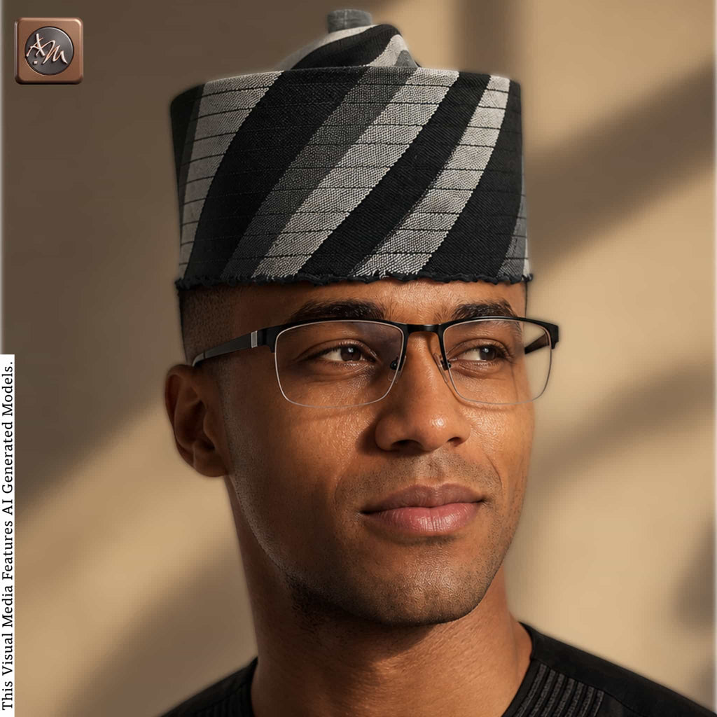 Handcrafted Tomtom Tajia Cap, Aso Oke Mallam African Traditional Hat