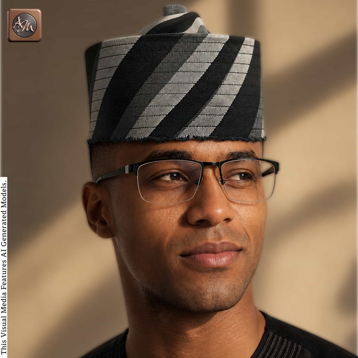 Handcrafted Tomtom Tajia Cap, Aso Oke Mallam African Traditional Hat