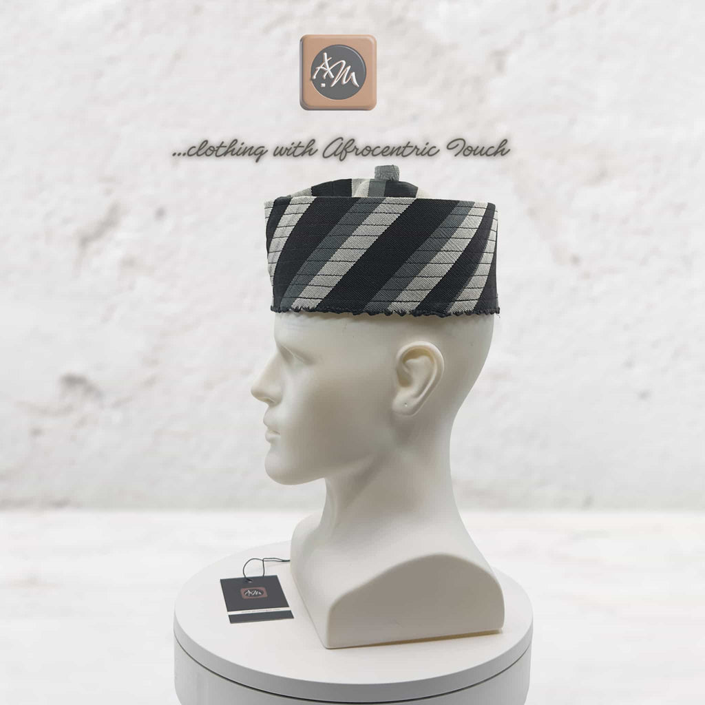 Handcrafted Tomtom Tajia Cap, Aso Oke Mallam African Traditional Hat