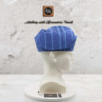 Handwoven Aso Oke Fila Gobi Cap, Blue Yoruba Traditional Hat, Nigerian Prestige Headwear