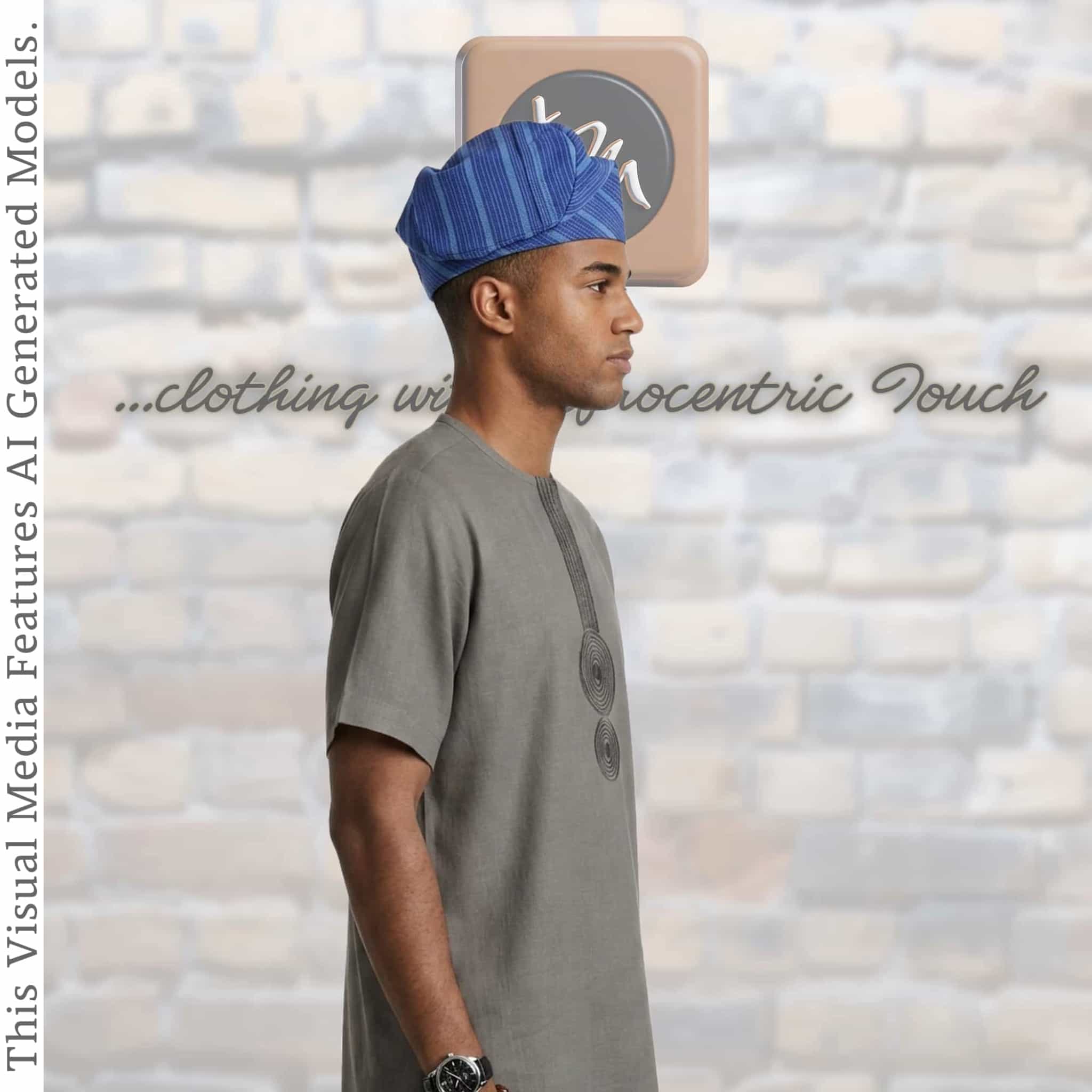 Handwoven Aso Oke Fila Gobi Cap, Blue Yoruba Traditional Hat, Nigerian Prestige Headwear