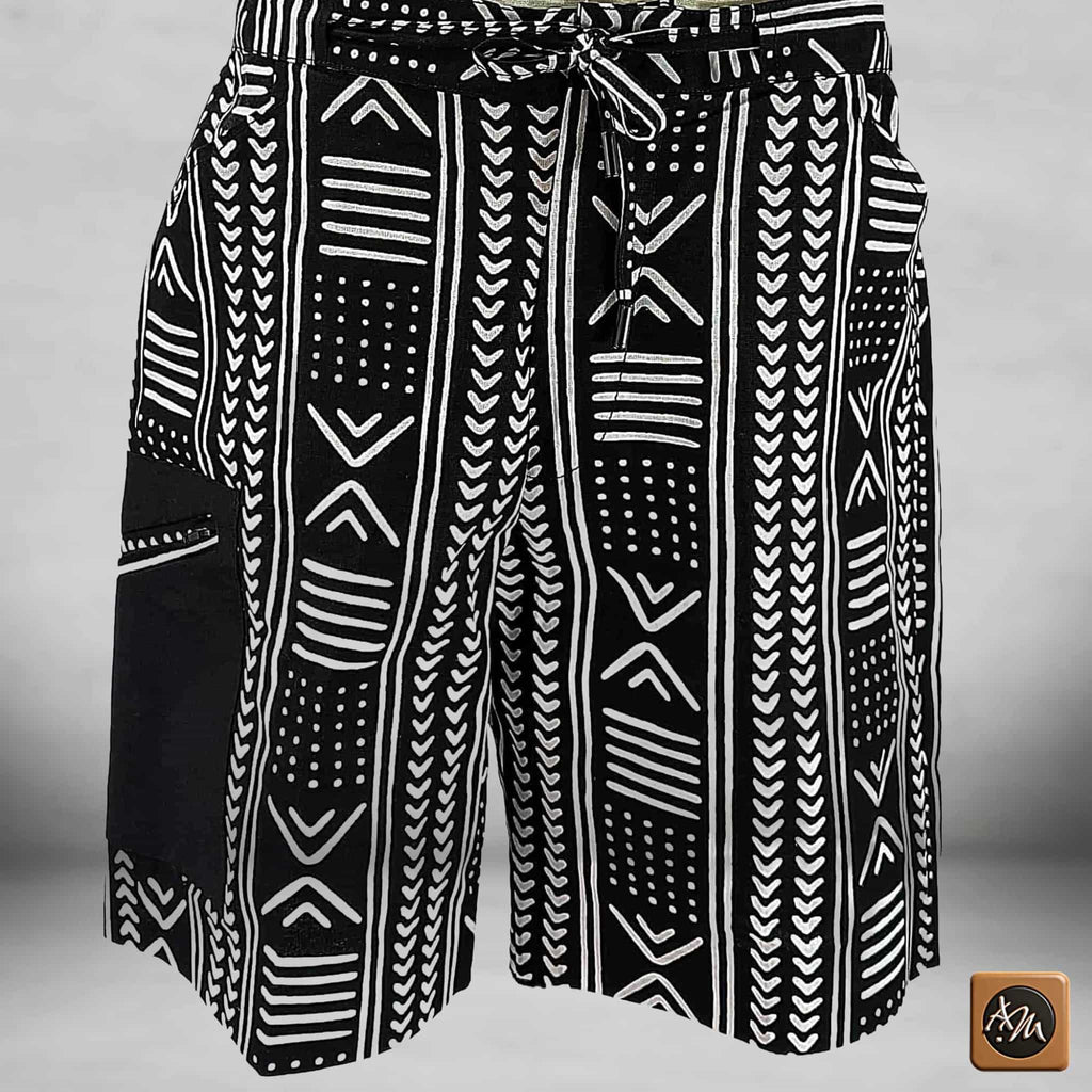 African Ankara Print Men's Shorts, Tribal Cotton Wax Print, Afrocentric Cargo Bottoms