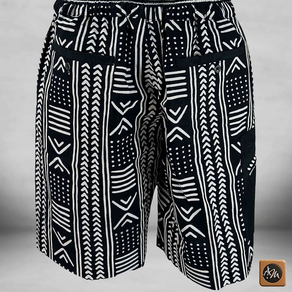 African Ankara Print Men's Shorts, Tribal Cotton Wax Print, Afrocentric Cargo Bottoms