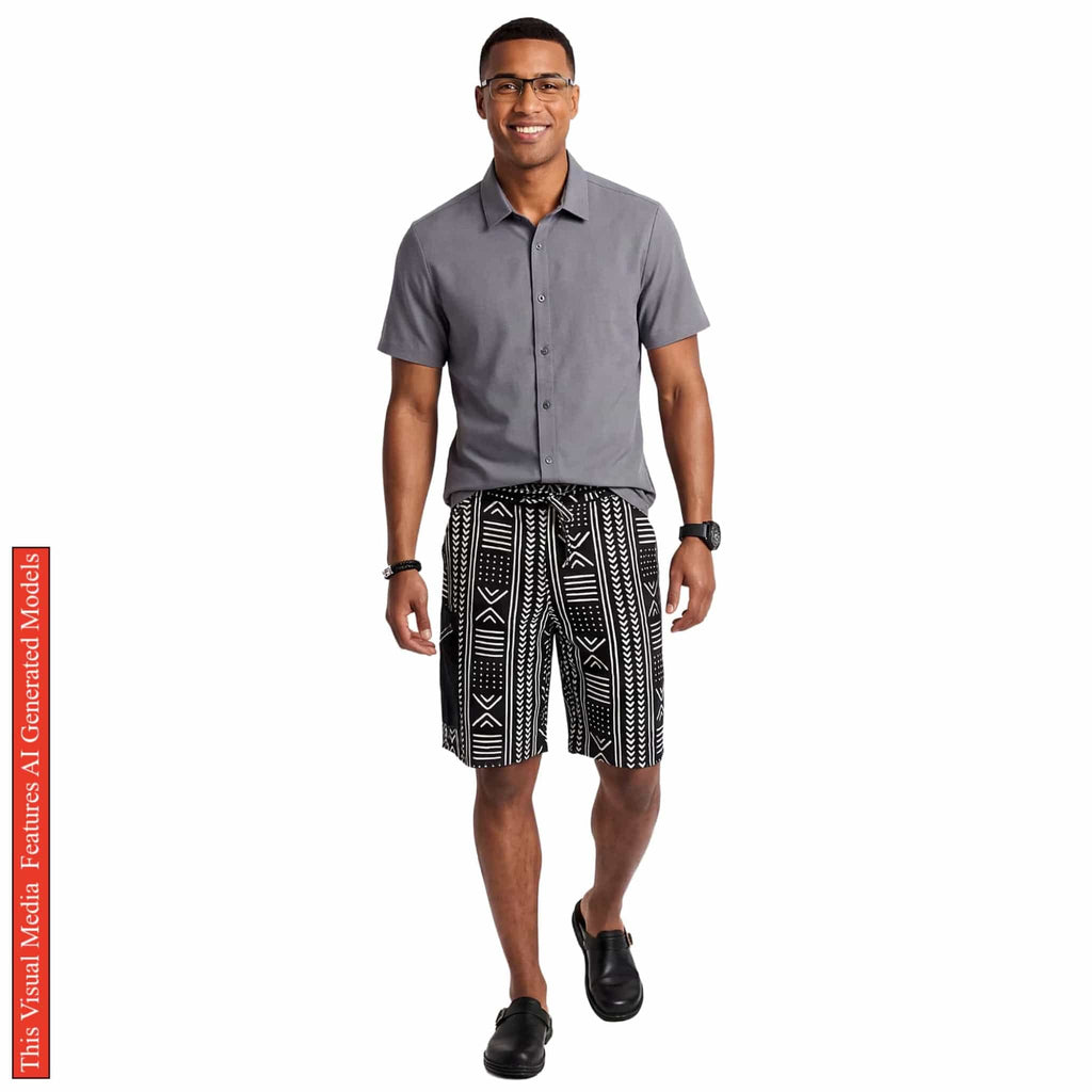 African Ankara Print Men's Shorts, Tribal Cotton Wax Print, Afrocentric Cargo Bottoms