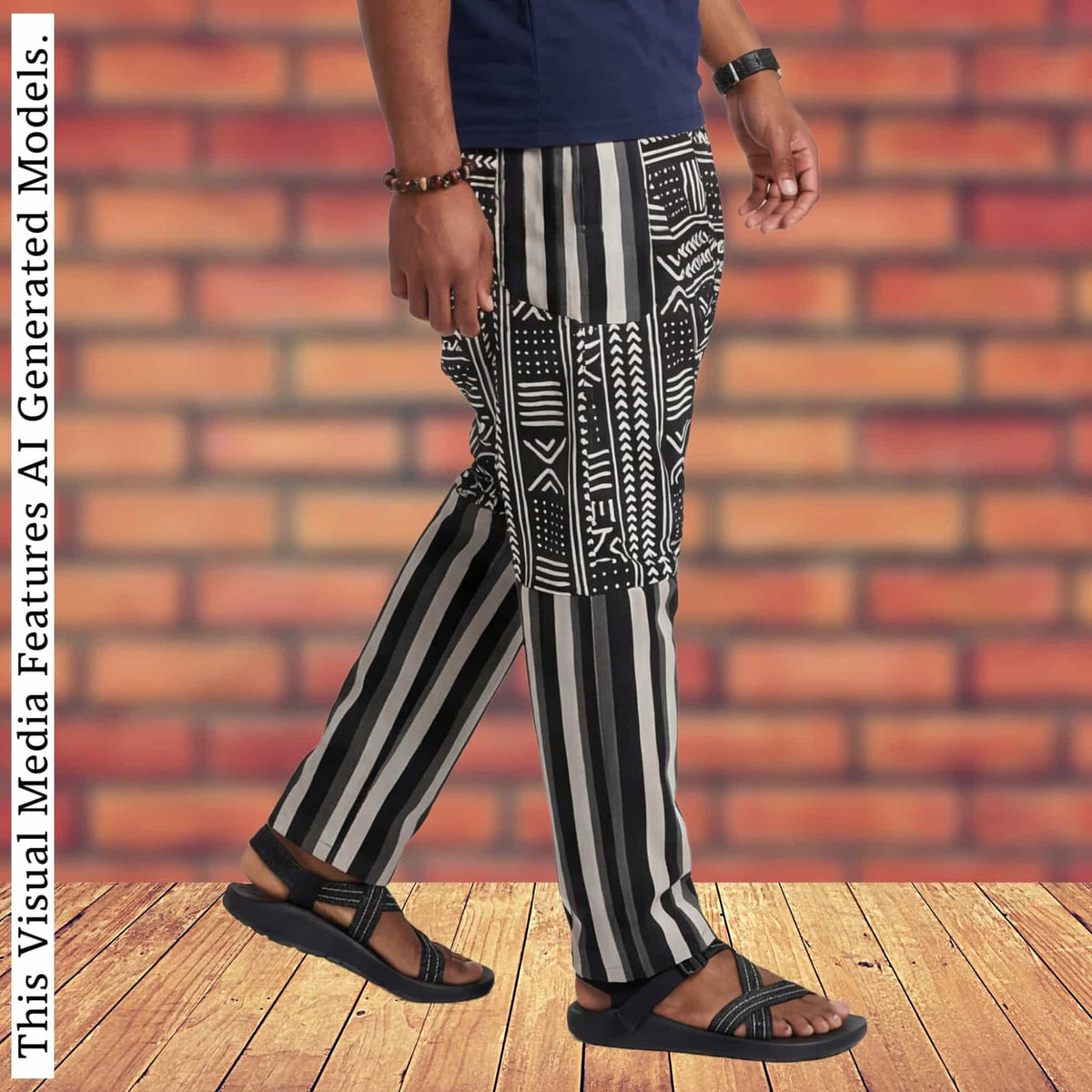 African Wax Print Harem Pants, Boho Trousers, Drop Crotch Aladdin Men's Ethnic Bottoms