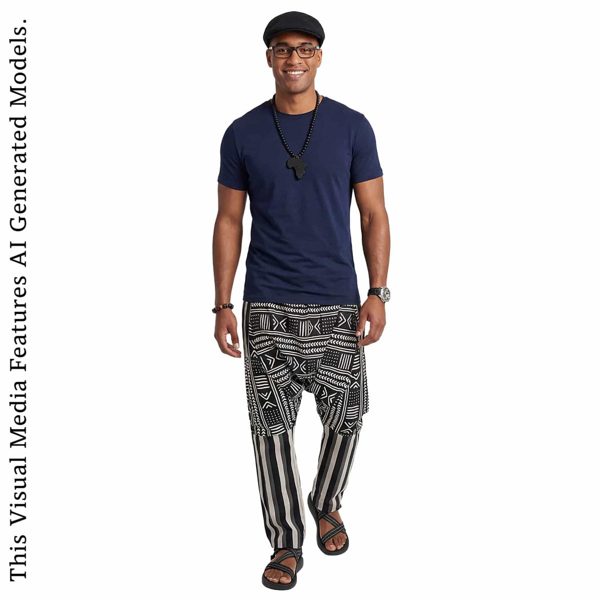 African Wax Print Harem Pants, Boho Trousers, Drop Crotch Aladdin Men's Ethnic Bottoms