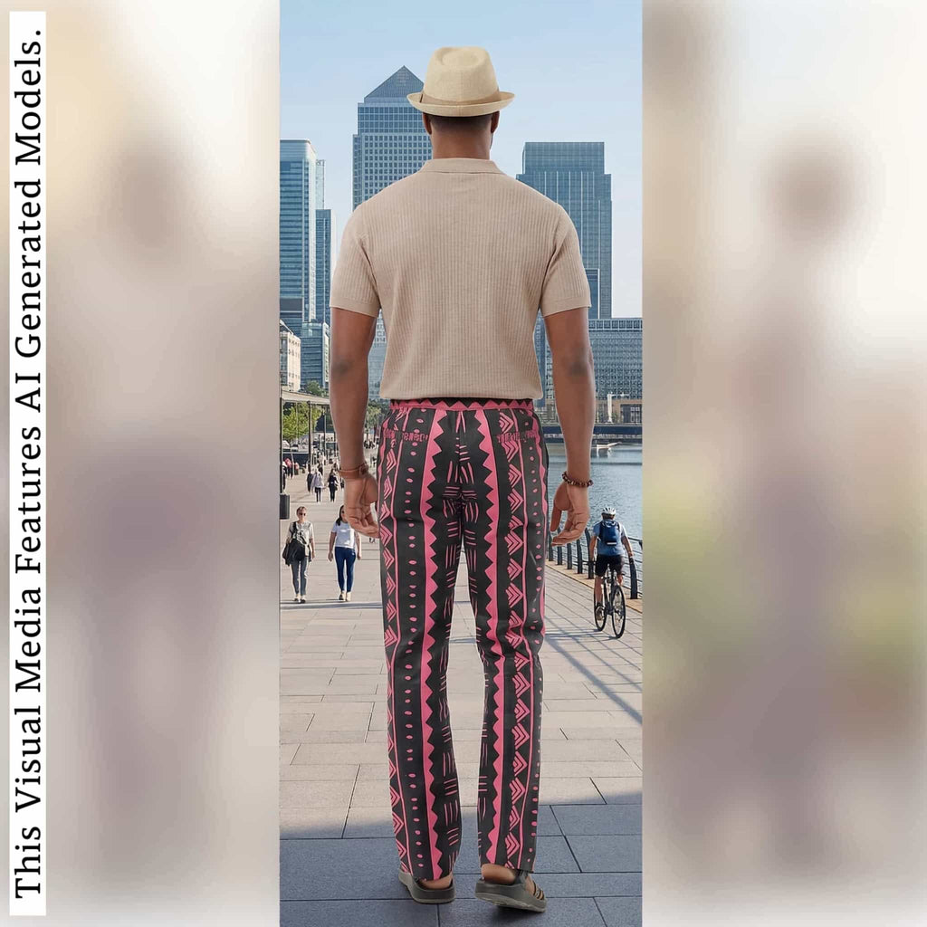 African Men Print Pants, Tribal Mud Fit Trousers, Bold Pattern Statement Ankara Bottoms