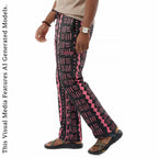 African Men Print Pants, Tribal Mud Fit Trousers, Bold Pattern Statement Ankara Bottoms