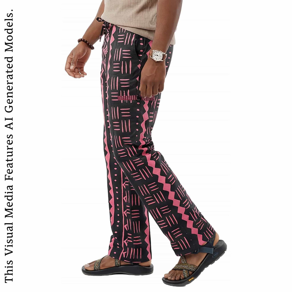 African Men Print Pants, Tribal Mud Fit Trousers, Bold Pattern Statement Ankara Bottoms