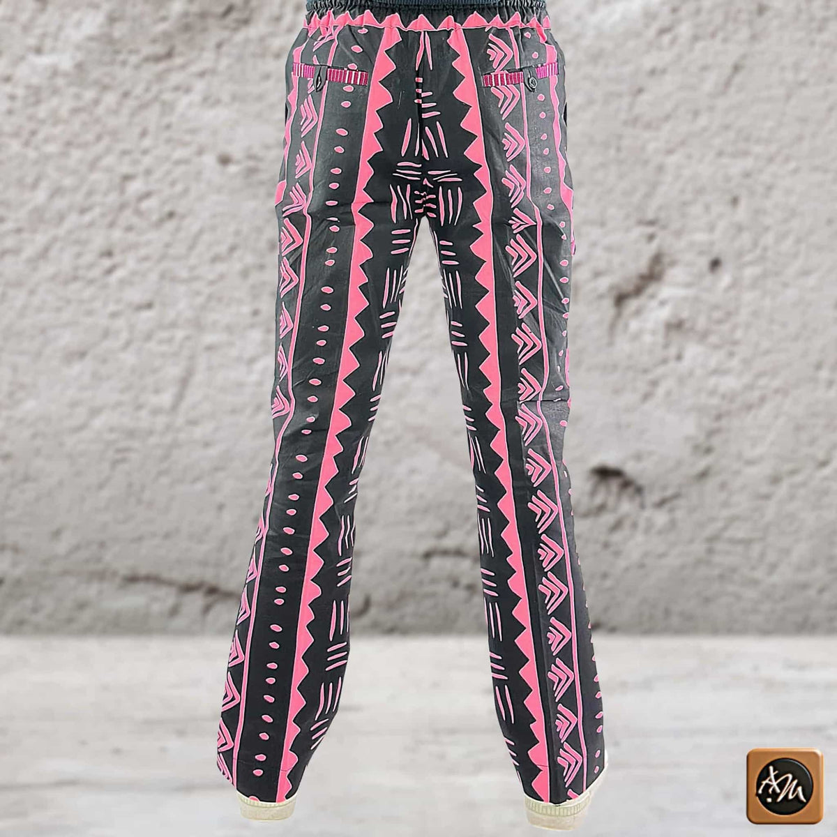 African Men Print Pants, Tribal Mud Fit Trousers, Bold Pattern Statement Ankara Bottoms