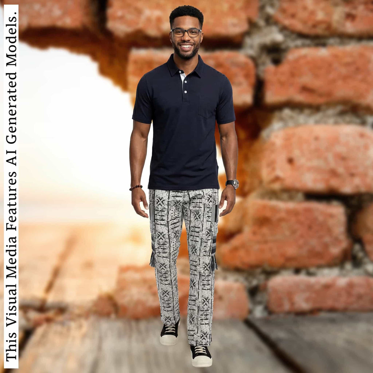 Men's Patchwork Cargo Pants, Bold Tribal Festival African Print Trousers, Afro Abstract Bottoms