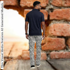 Men's Patchwork Cargo Pants, Bold Tribal Festival African Print Trousers, Afro Abstract Bottoms