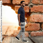 Men's Patchwork Cargo Pants, Bold Tribal Festival African Print Trousers, Afro Abstract Bottoms