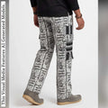 Men's Patchwork Cargo Pants, Bold Tribal Festival African Print Trousers, Afro Abstract Bottoms