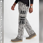 Men's Patchwork Cargo Pants, Bold Tribal Festival African Print Trousers, Afro Abstract Bottoms