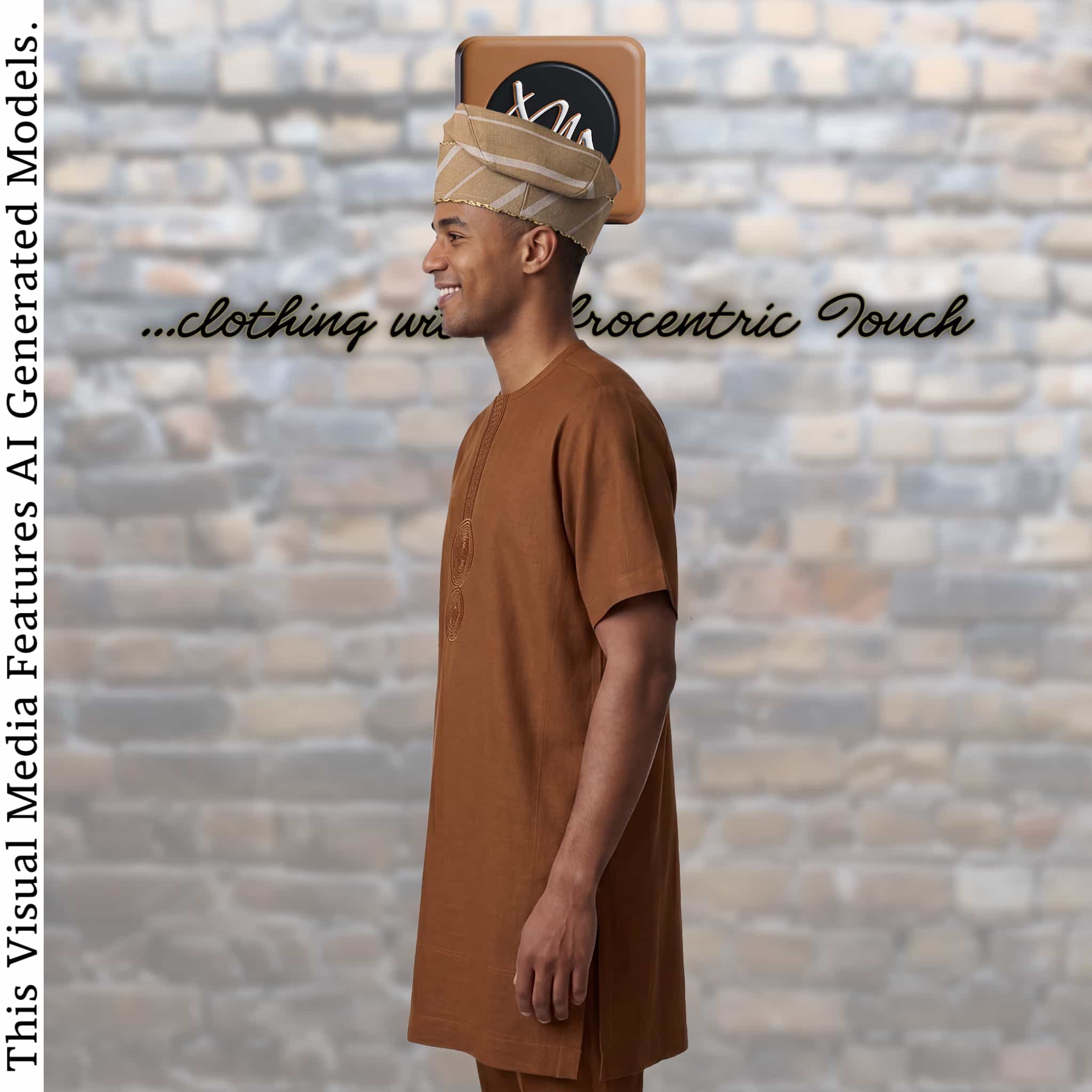 Yoruba SANYAN Aso Oke Knitted Fila, Beige Gobi Cap, African Groom Wedding Hat