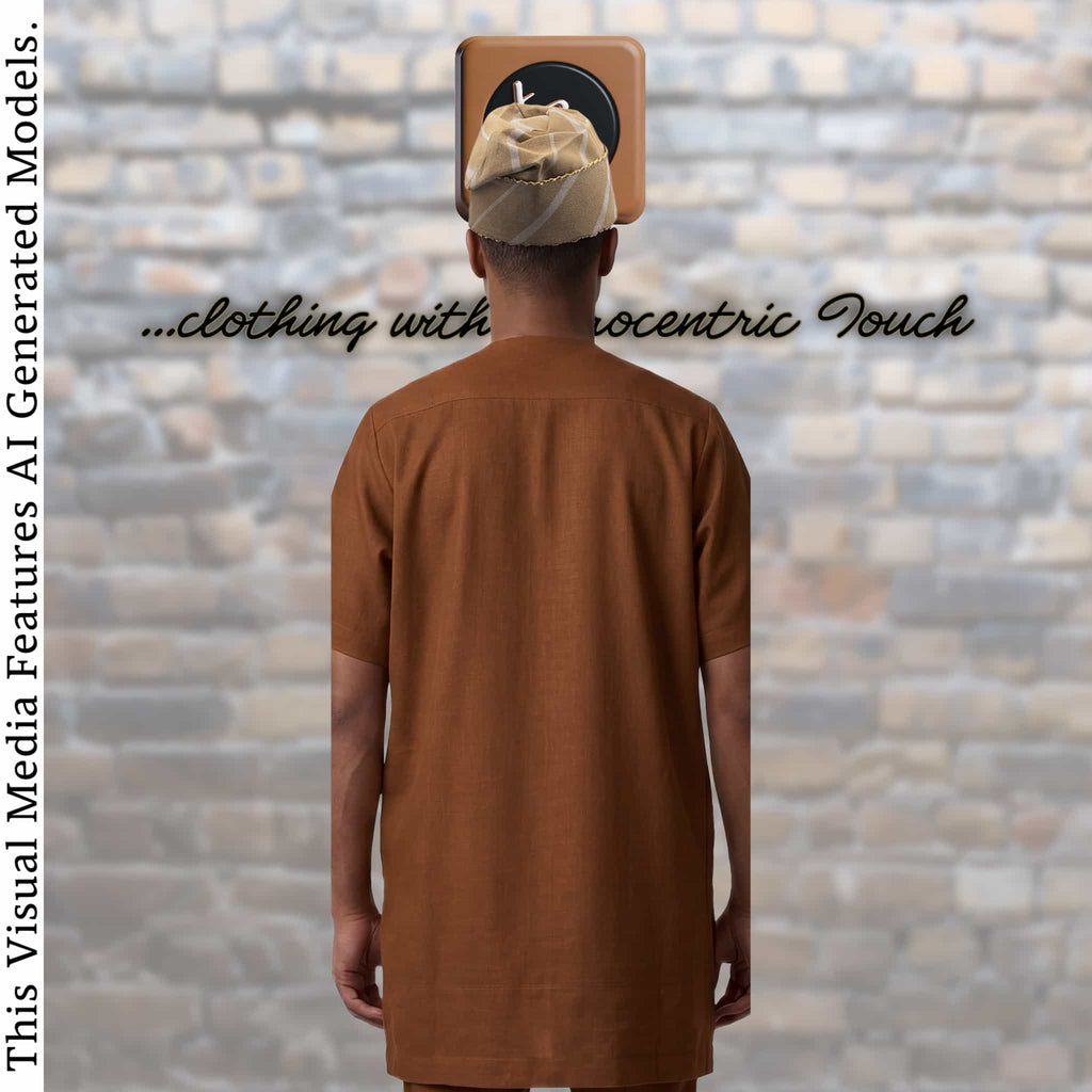 Yoruba SANYAN Aso Oke Knitted Fila, Beige Gobi Cap, African Groom Wedding Hat