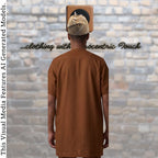 Yoruba SANYAN Aso Oke Knitted Fila, Beige Gobi Cap, African Groom Wedding Hat