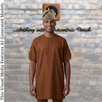 Yoruba SANYAN Aso Oke Knitted Fila, Beige Gobi Cap, African Groom Wedding Hat