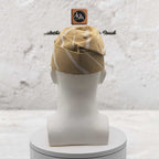 Yoruba SANYAN Aso Oke Knitted Fila, Beige Gobi Cap, African Groom Wedding Hat