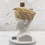 Yoruba SANYAN Aso Oke Knitted Fila, Beige Gobi Cap, African Groom Wedding Hat