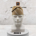 Yoruba SANYAN Aso Oke Knitted Fila, Beige Gobi Cap, African Groom Wedding Hat