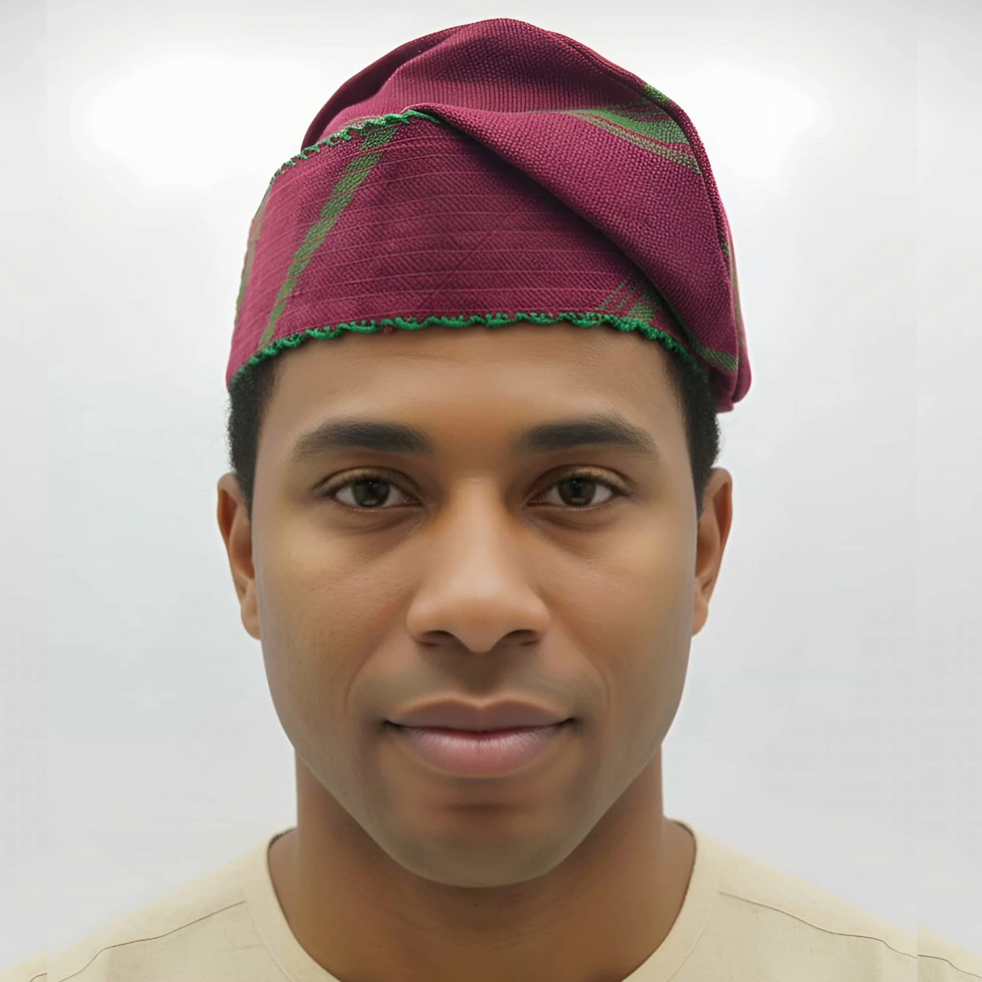 Knitted Yoruba Alaari Aso Oke Fila: African Men's Traditional Gobi Cap