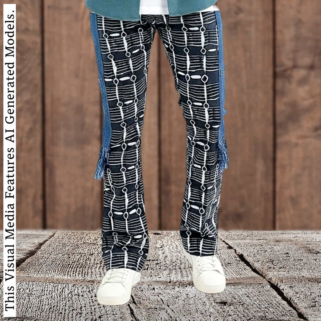 Men's Navy Ankara Patchwork Trousers
