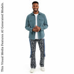 Men's Navy Ankara Patchwork Trousers