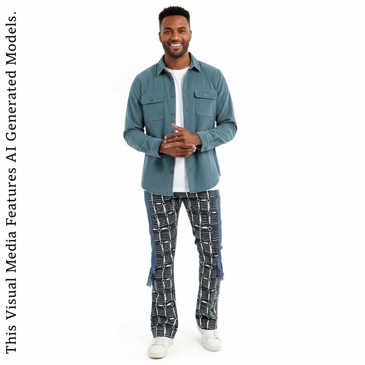 Men's Navy Ankara Patchwork Trousers