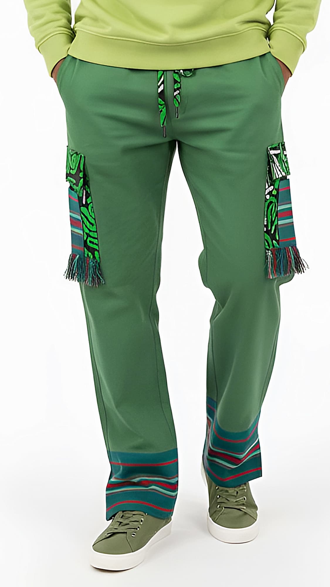 Men Green Baggy Aura Pant