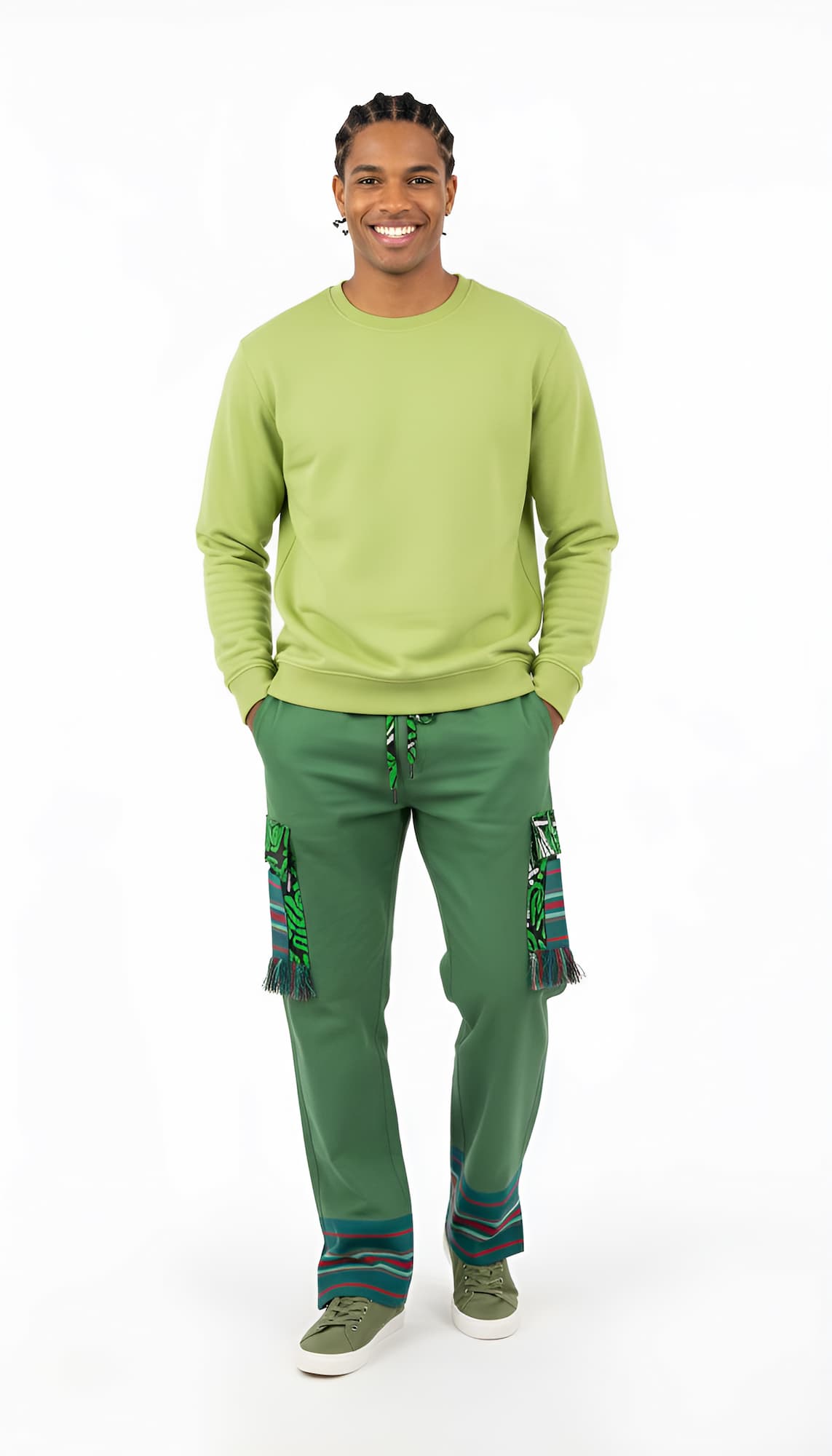 Men Green Baggy Aura Pant