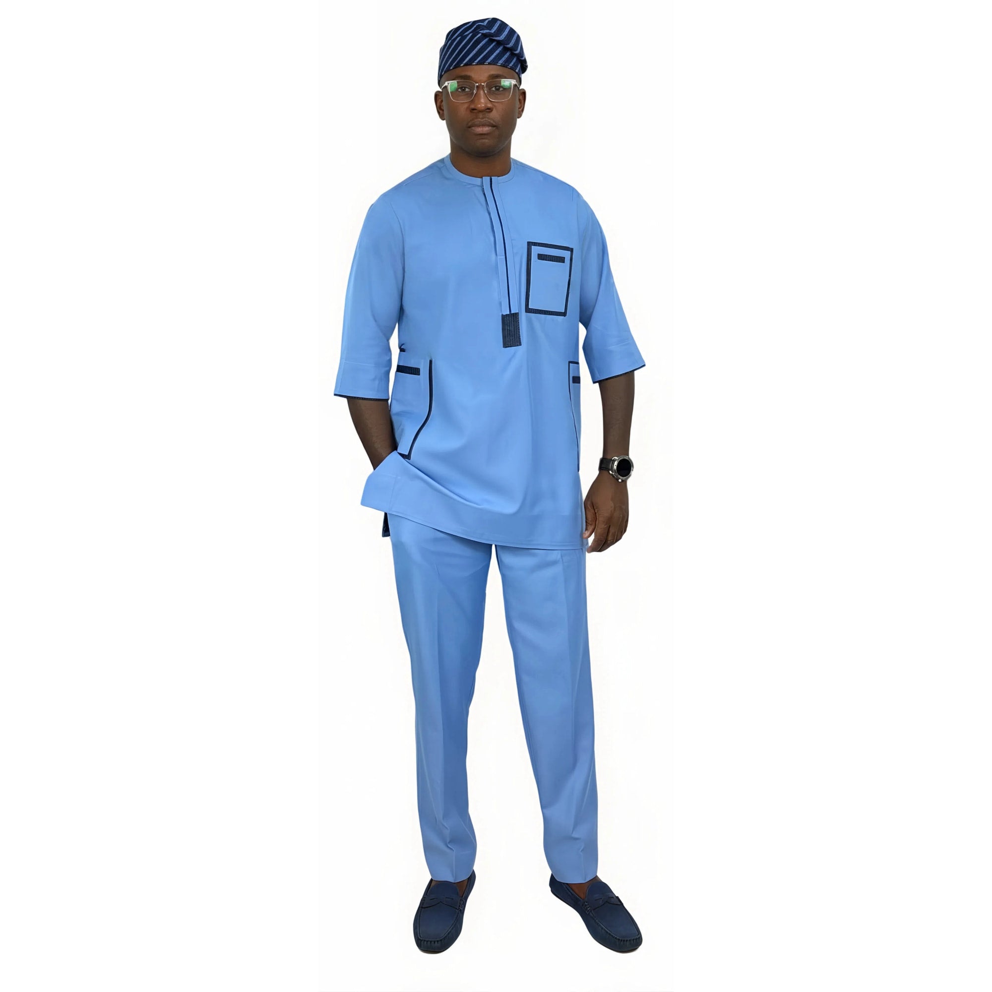 Men Corporate Blue Kaftan