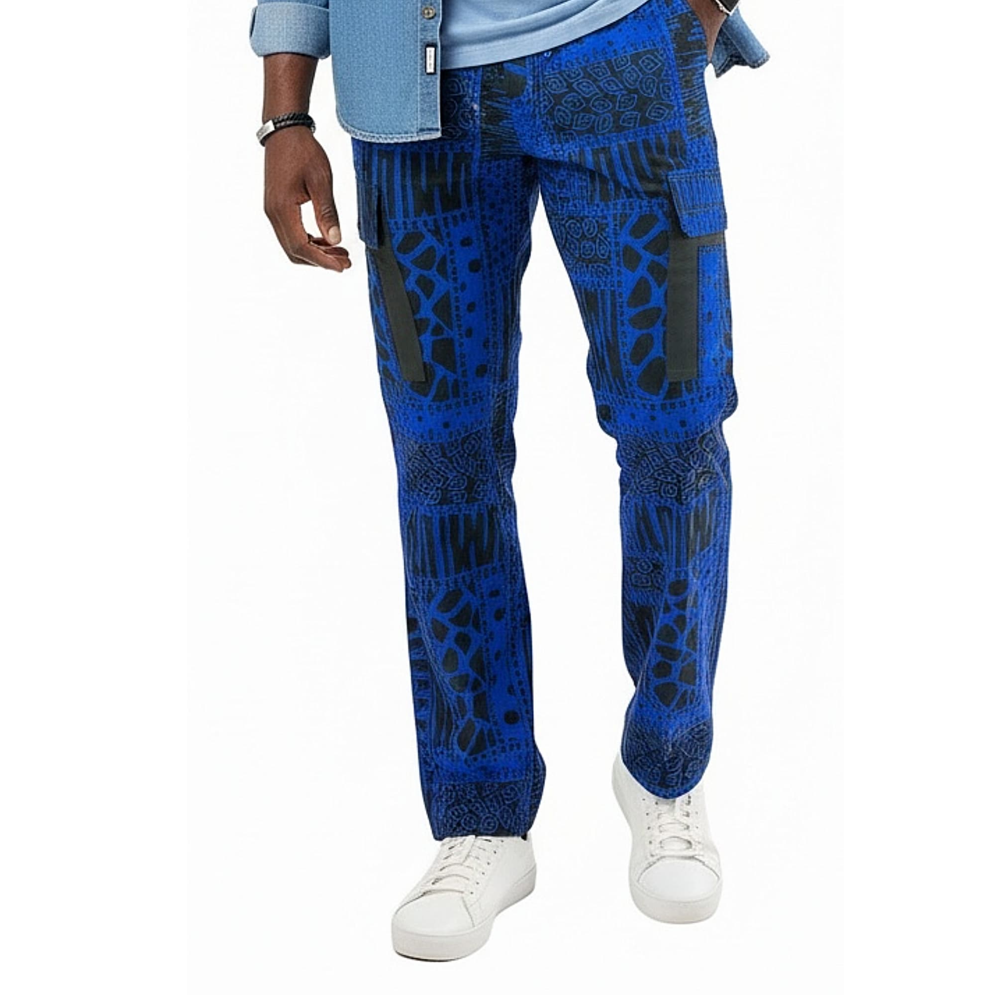 Vibrant Navy African Print Pants