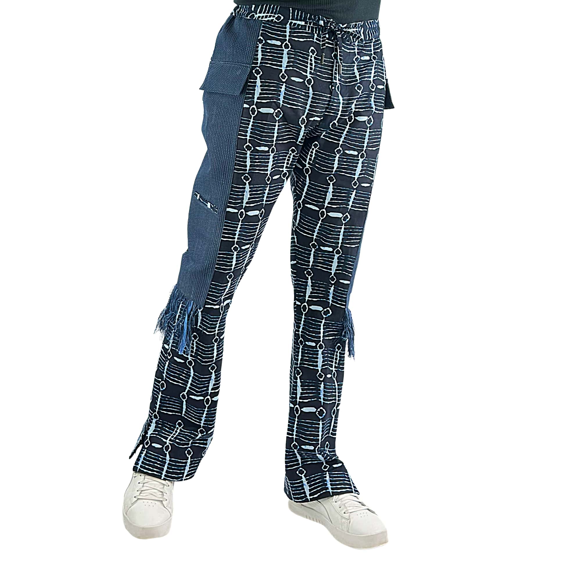 Men's Navy Ankara Patchwork Trousers