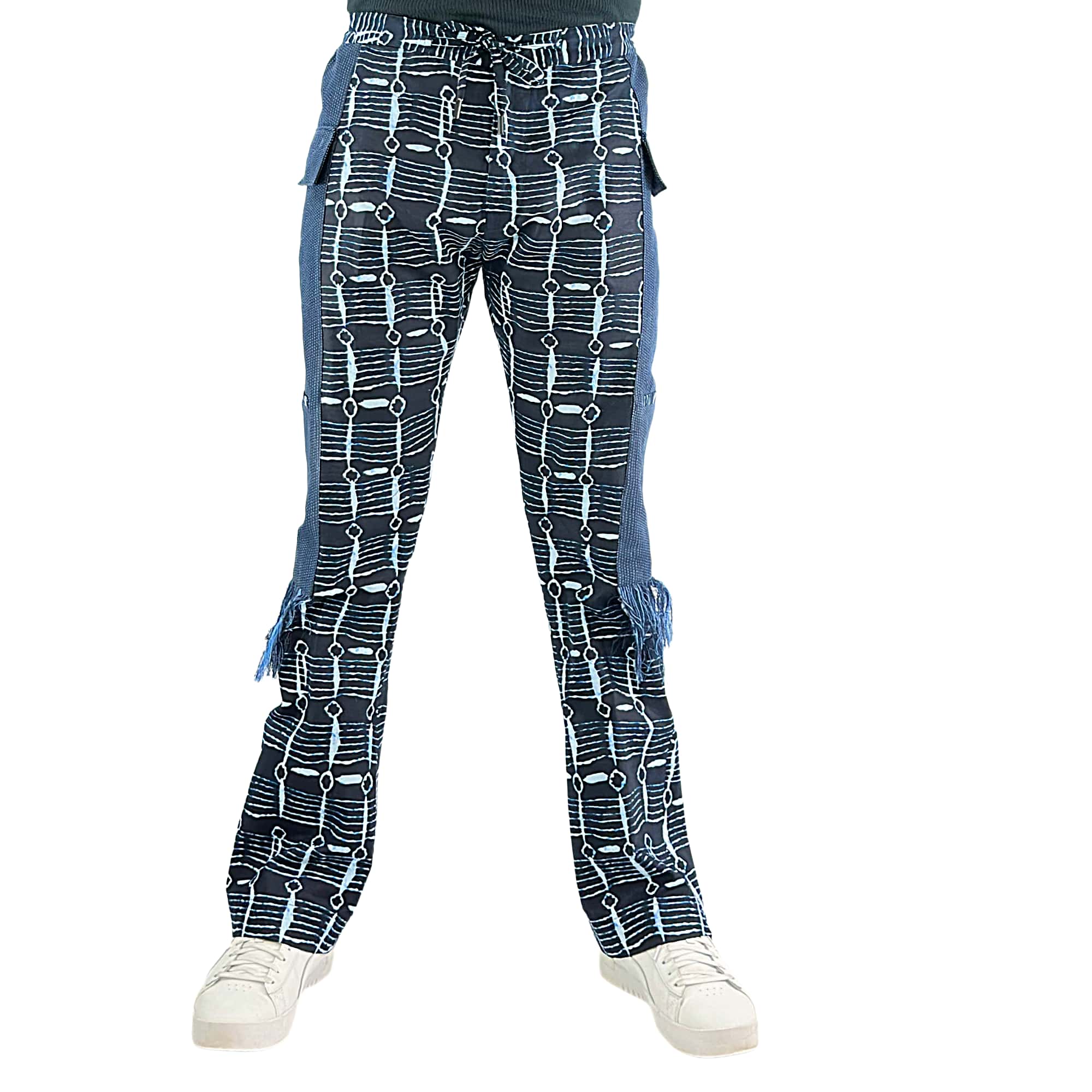 Men's Navy Ankara Patchwork Trousers