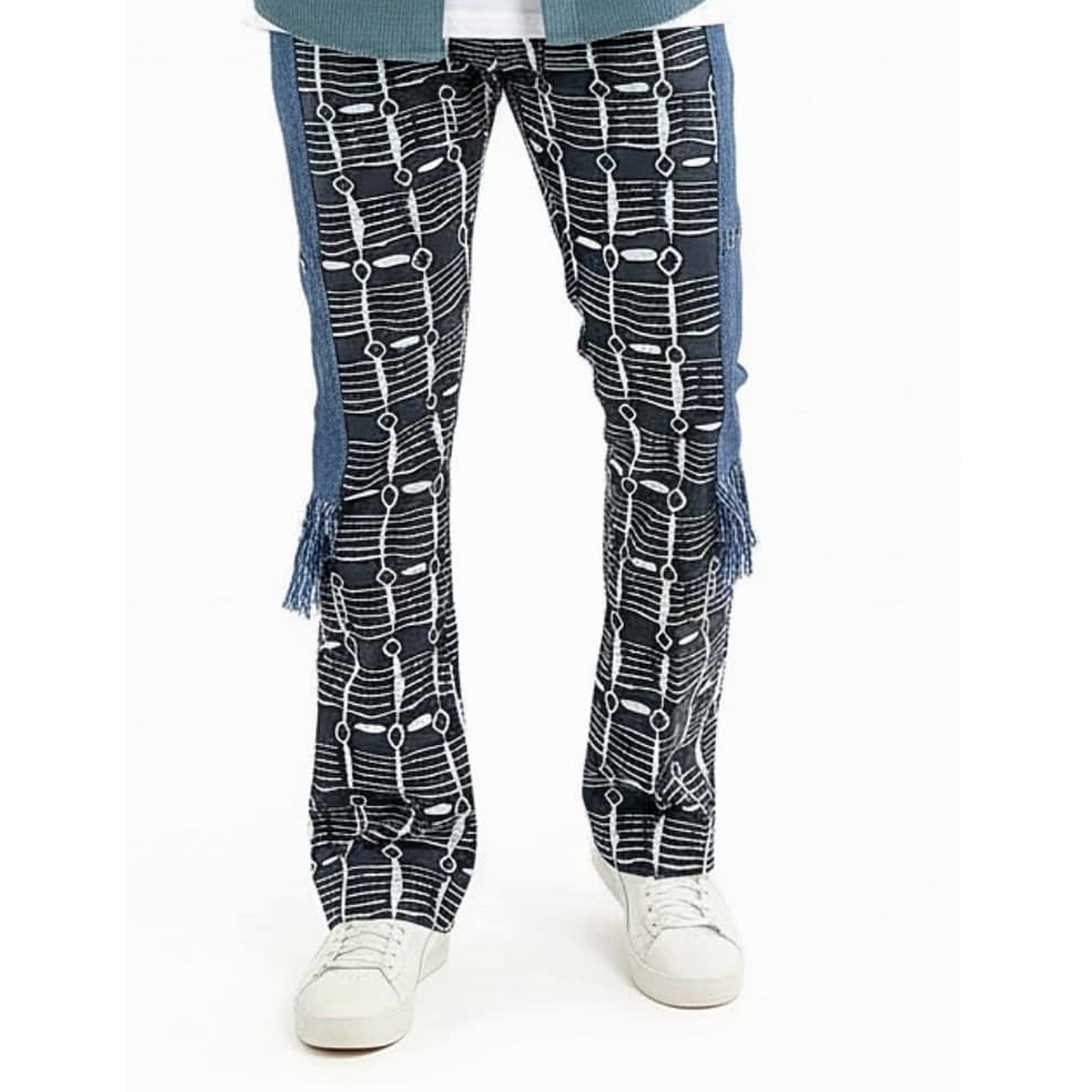 Men's Navy Ankara Patchwork Trousers