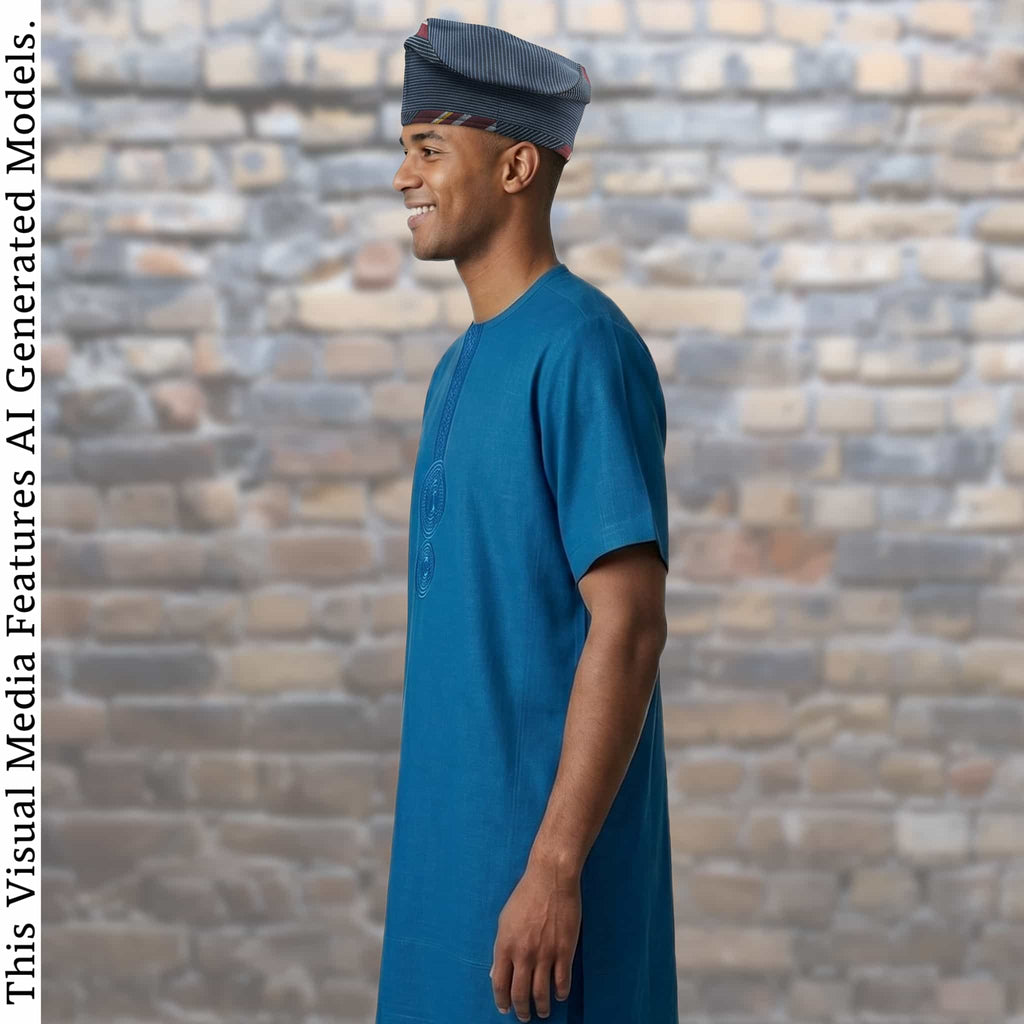 Yoruba Aso Oke Fila, Traditional Nigerian Men's Cap, Mixed ETU Pattern African Hat