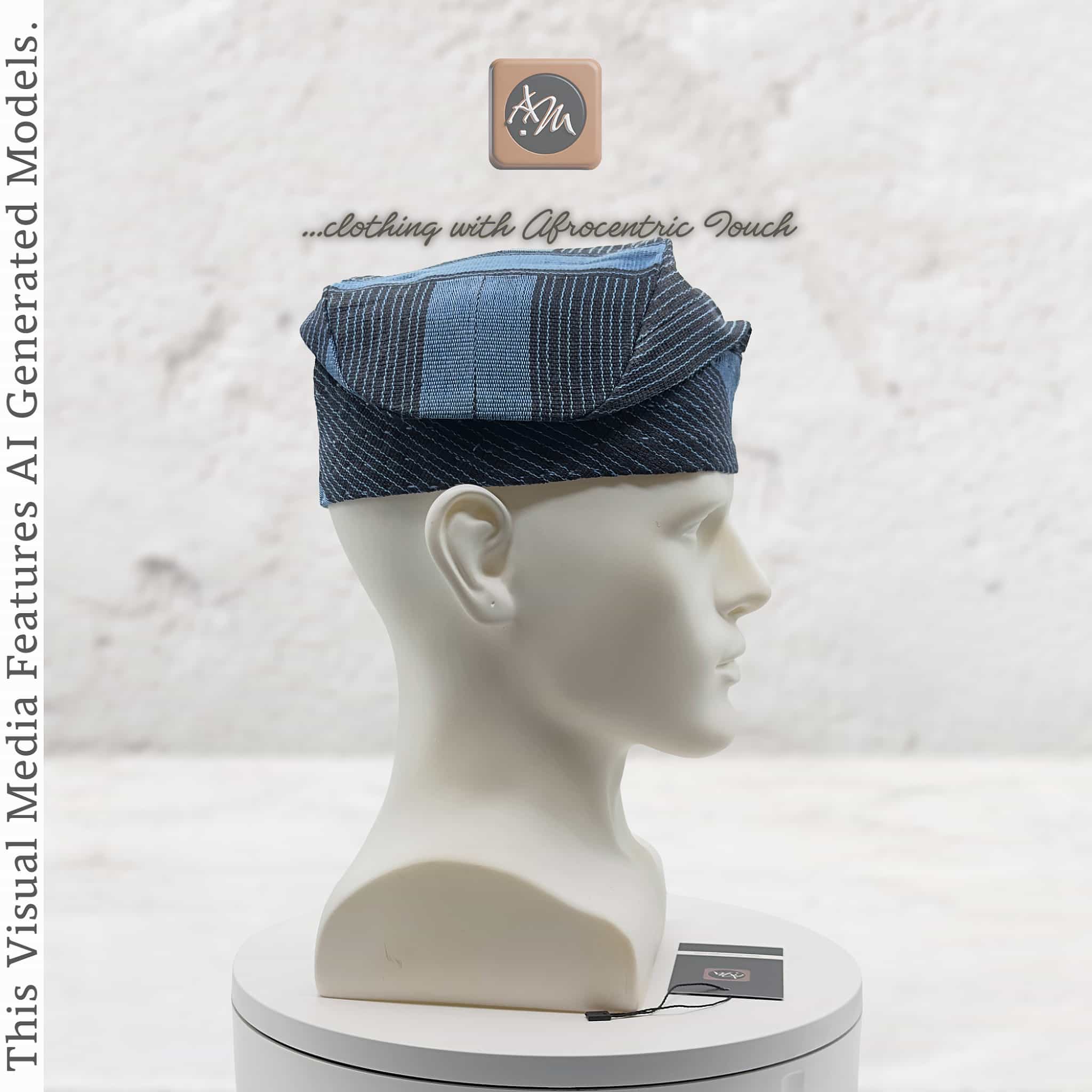 Handwoven Aso Oke Fila, Striped Yoruba Hat, Traditional Nigerian Cap, African Menswear (Copy)