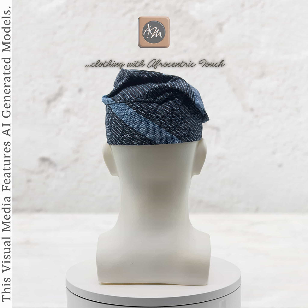 Handwoven Aso Oke Fila, Striped Yoruba Hat, Traditional Nigerian Cap, African Menswear (Copy)