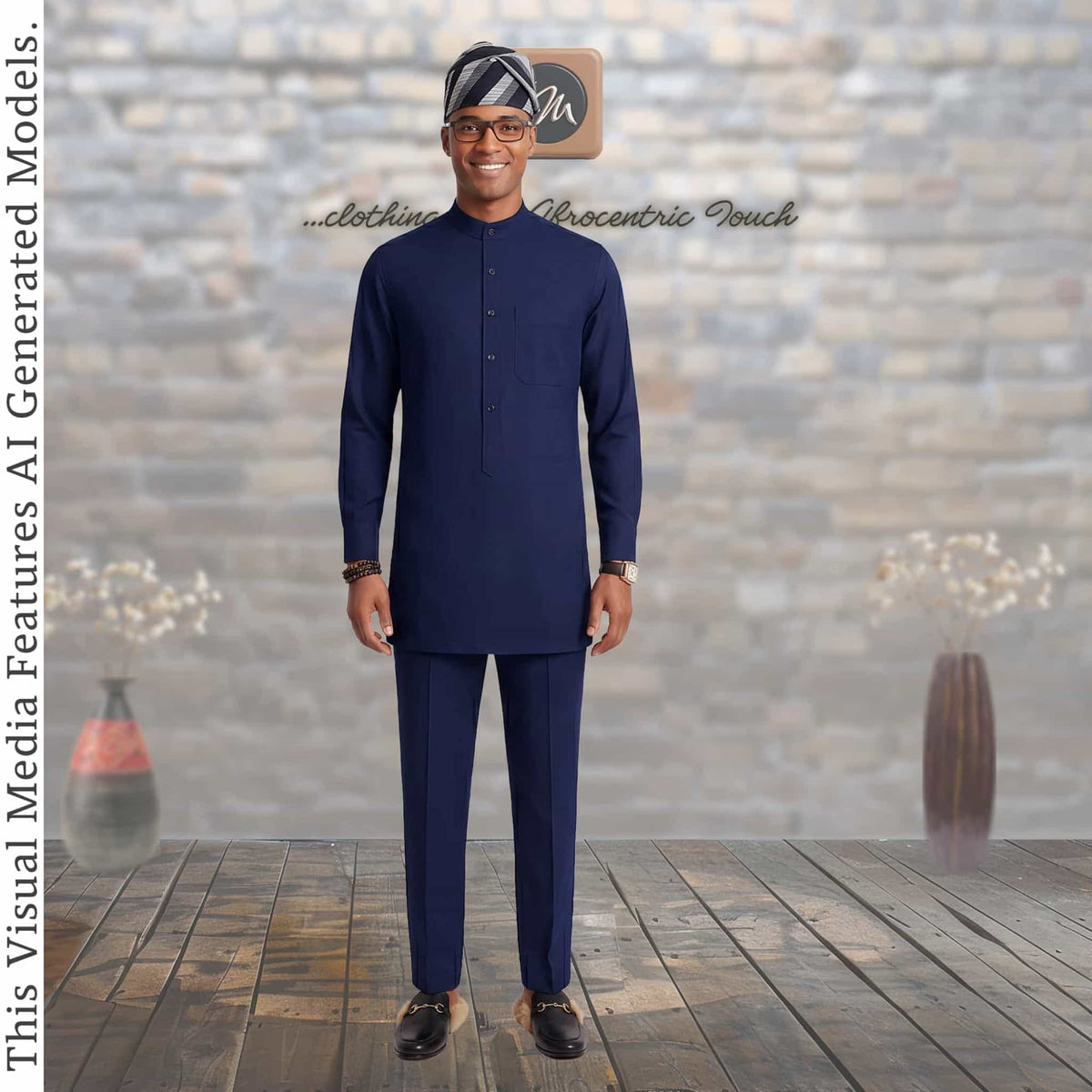 Nigerian Handmade Kaftan Set For Men, Custom Tailored Yoruba Two Piece Outfit