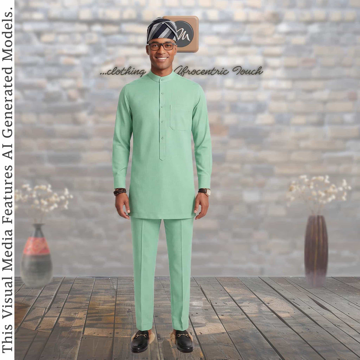 Nigerian Handmade Kaftan Set For Men, Custom Tailored Yoruba Two Piece Outfit
