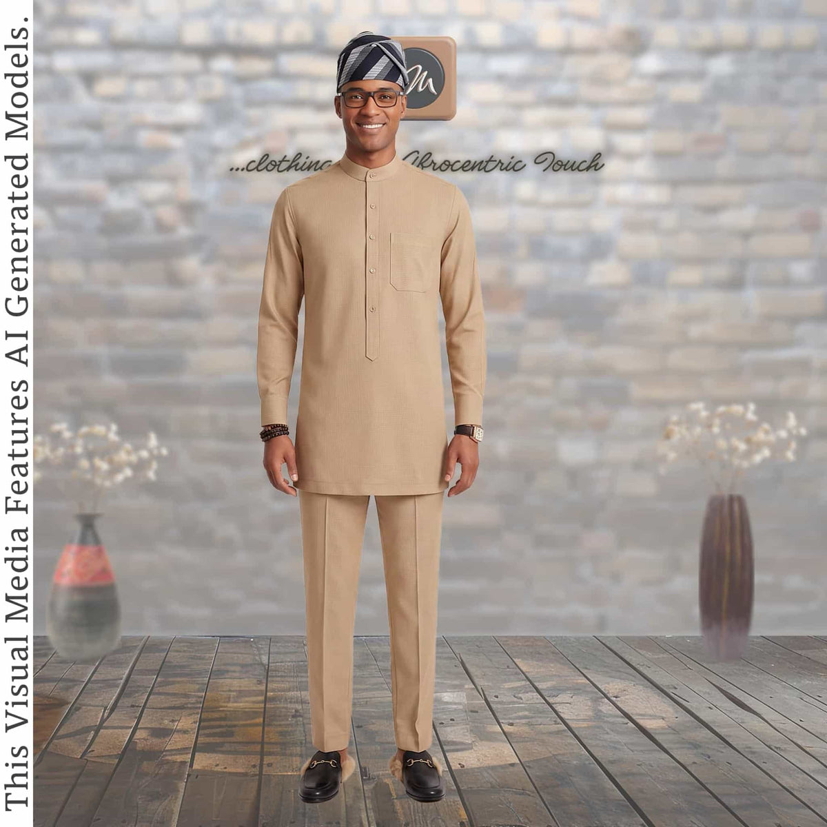 Nigerian Handmade Kaftan Set For Men, Custom Tailored Yoruba Two Piece Outfit